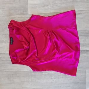 Womens Silky Satin Dress Shirt Blouse Scoop Magenta Purple pink 12